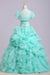 Ball Gown Sweetheart Organza Beads Lace up Ruffles Tiffany Blue Prom Quinceanera Dresses JS178