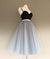 Two Pieces Black and Silver Short Tulle Sweetheart Spaghetti Strap Homecoming Dress JS200