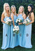 Elegant A Line Sky Blue Mismatched Bridesmaid Dresses Chiffon Long Prom Dresses SJS15152