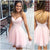 Sexy Short Cute Pink Spaghetti Straps Tulle Mini Junior Backless V-Neck Homecoming Dress JS612