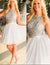 Fashion Halter A-line Two Piece Short Homecoming Dress JS437