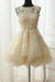 A Line Scoop Organza With Applique Short/Mini Homecoming Dresses