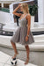 A Line Sweetheart Strapless Straps Tulle Beaded Grey Short Homecoming Dresses with Appliques JS950