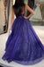 Sparkly Dark Royal Blue Spaghetti Straps V Neck A line Prom Dresses, Formal SJS20479