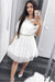 Cute A-Line White Lace Homecoming Dress,Short Prom Dresses