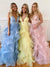 A Line Yellow Multi-layered Polka Dot Organza Prom Dresses Long Sweet 16 SJS15616