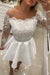 Homecoming Dresses Scoop Long Sleeves A Line Satin With Applique And Pearls