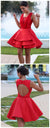 , Red Mini Party Dress, Short Sexy Satin Lace Cocktail Homecoming Dresses Eden CD10798