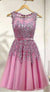 , Short Homecoming Dresses Taniyah Pink Lace Party Dress, Appliques CD20330