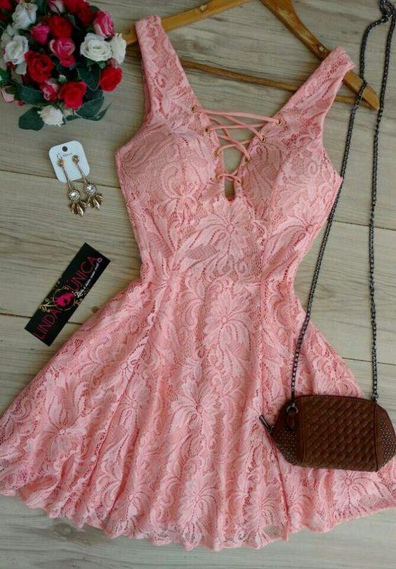 , Willow Lace Pink Homecoming Dresses , Sexy Dress CD3521