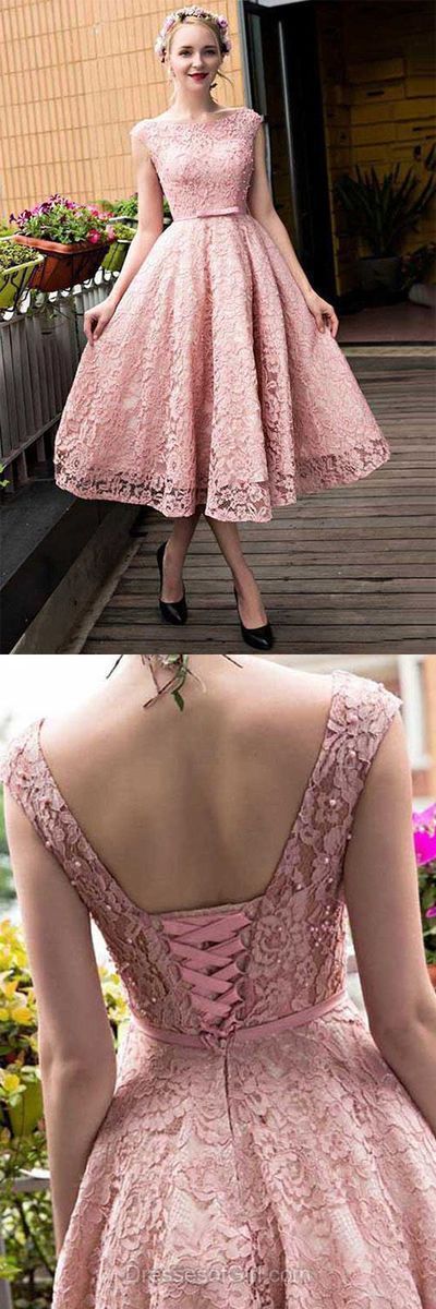 , Appliques , Hayley Homecoming Dresses Pink Lace A-Line Formal Dress CD901