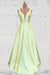 Unique A Line Yellow Satin Prom Dresses with Pockets, Simple Formal SJS15680