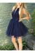 Halter Simple Mini Short Homecoming Dresses Tulle