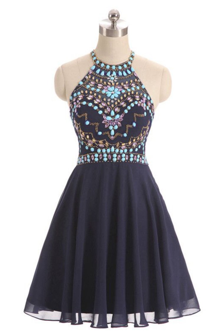 A Line Homecoming Dresses Chiffon With Beading Short/Mini