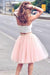 Simple Two Pieces A-line Scoop Spaghetti Straps Tulle Ruffles Short Homecoming Dresses JS942