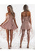 Homecoming Dresses A Line Spaghetti Straps Lace Asymmetrical