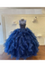 High Neckline Rhinestone Metallic Embroidery Ballgown Organza Quinceanera SJSPKLGCQ3P