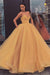 Sweetheart Strapless Yellow Long Modest Prom Gown, Ball Gown Quinceanera Dresses SJS15441