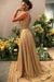 Charming Gold Sequins V Neck A Line Backless Prom Dresses, Formal SJS20399