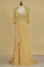 Mother Of The Bride Dresses Mid-Length Sleeves Chiffon With Applique Sweep Train