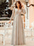 Long Sleeves A-line V Neck Long Prom Dresses Evening Dresses