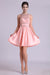 Scoop A Line Homecoming Dresses Satin Short