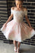 Homecoming Dresses Boat Neck Tulle With Applique Short/Mini A Line