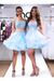 Two Pieces Beadings Homecoming Dress Off The Shoulder Appliques Organza Short Dresses