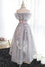 A Line Off Shoulder Grey High Low Homecoming Dress Cocktail Dresses Graduation Dresses JS94