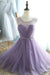 Elegant A-Line Round Neck Purple Tulle Short Cute Mini Homecoming Dresses JS102