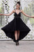 A Line Black V neck Short High Low Spaghetti Straps Prom Dresses Homecoming Dress JS692