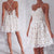 A-Line Spaghetti Straps Lace up Ivory Lace Short Sleeveless Sweet 16 Cocktail Dress JS744