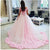 Ball Gown Off shoulder Pink Tulle Wedding Quinceanera Dresses With Flowers JS284