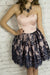 Cute A-Line Sweetheart Strapless Short Blush Satin Homecoming Dress with Appliques JS707