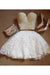 A-Line Two Pieces Sweetheart Short White Lace Knee Length Homecoming Dress with Pearls JS704