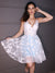 A-Line/Princess Lace Applique V-neck Sleeveless Short/Mini Homecoming Dresses HEP0004684