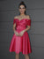 A-Line/Princess Satin Off-the-Shoulder Ruched Sleeveless Short/Mini Homecoming Dresses HEP0004798