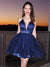 A-Line/Princess Tulle Ruffles V-neck Sleeveless Short/Mini Homecoming Dresses HEP0004783