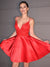 A-Line/Princess Satin Applique V-neck Sleeveless Short/Mini Homecoming Dresses HEP0004711