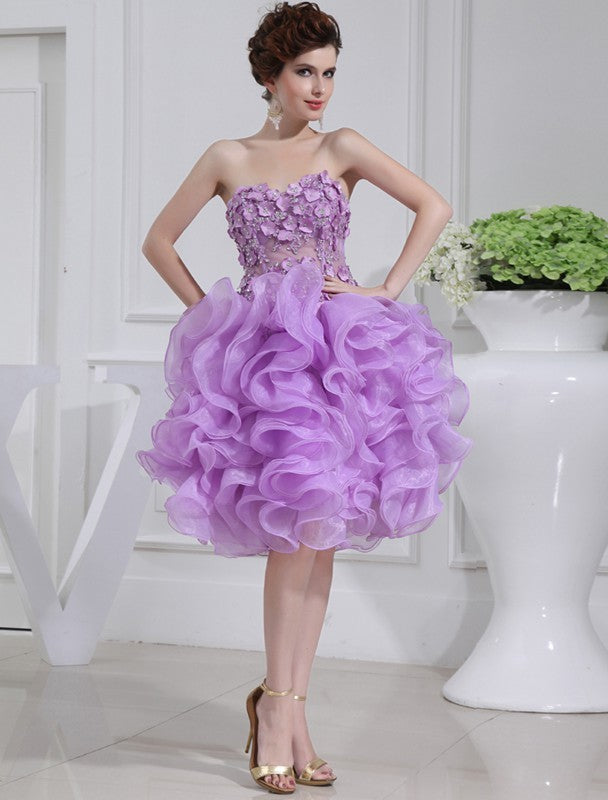 Olympia Homecoming Dresses Cocktail A-Line/Princess Beading Sweetheart Sleeveless Short Organza Dresses