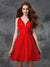 A-Line/Princess Homecoming Dresses Cocktail Mylie V-Neck Sash/Ribbon/Belt Sleeveless Short Organza Dresses