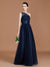 A-line/Princess One-Shoulder Lace Tulle Sleeveless Floor-Length Bridesmaid Dresses HEP0005736