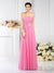 A-Line/Princess Strapless Pleats Sleeveless Long Chiffon Bridesmaid Dresses HEP0005716