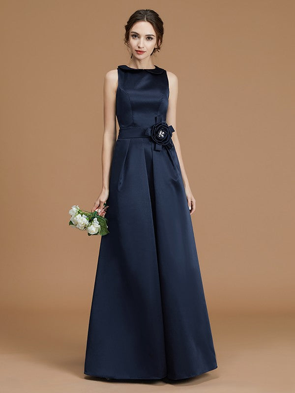 A-Line/Princess Halter Sleeveless Floor-Length Ruched Chiffon Bridesmaid Dresses