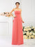 Sheath/Column Strapless Hand-Made Flower Sleeveless Long Chiffon Bridesmaid Dresses HEP0005753