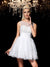 A-Line/Princess Sheer Neck Beading Sleeveless Short Madilyn Cocktail Homecoming Dresses Satin Elastic Woven Dresses