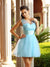 A-Line/Princess V-Neck Pleats Sleeveless Short Homecoming Dresses Cocktail Brynlee Net Dresses