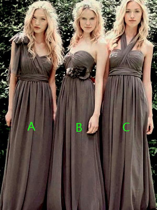 A-Line/Princess Sleeveless Chiffon Floor-Length Bridesmaid Dresses HEP0005674