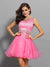 A-Line/Princess One-Shoulder Ruffles Sleeveless Short Organza Dresses Cocktail Homecoming Dresses Haylie