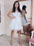 A-Line/Princess V-neck Beading Tulle Sleeveless Short/Mini Homecoming Dresses HEP0004776